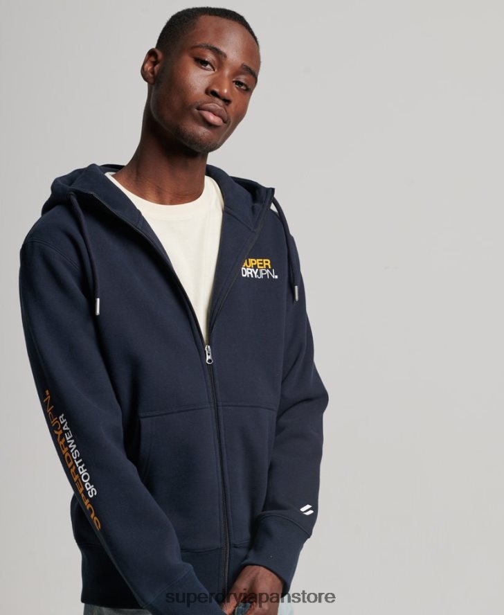 コードスポーツウェアジップパーカー 男性 Superdry 衣類 海軍 2J62PZ519