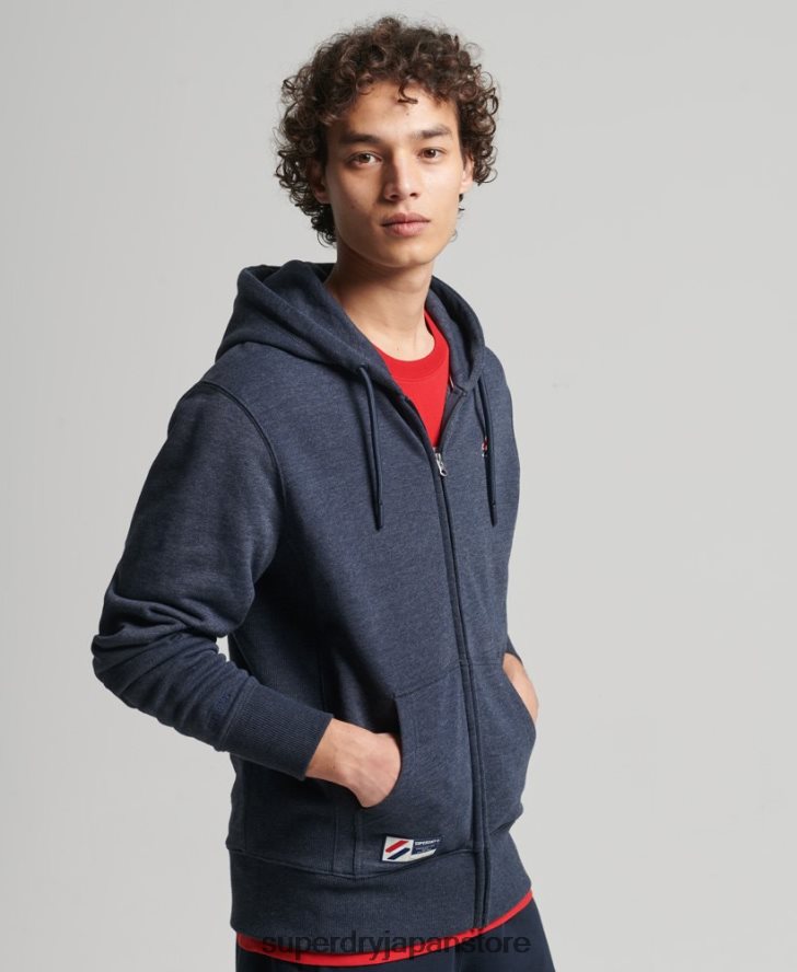 オーガニックコットン コードエッセンシャル ジップパーカー 男性 Superdry 衣類 海軍 2J62PZ5190