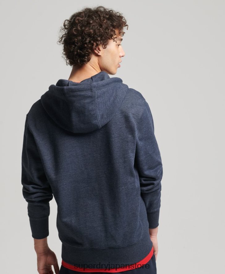 オーガニックコットン コードエッセンシャル ジップパーカー 男性 Superdry 衣類 海軍 2J62PZ5190
