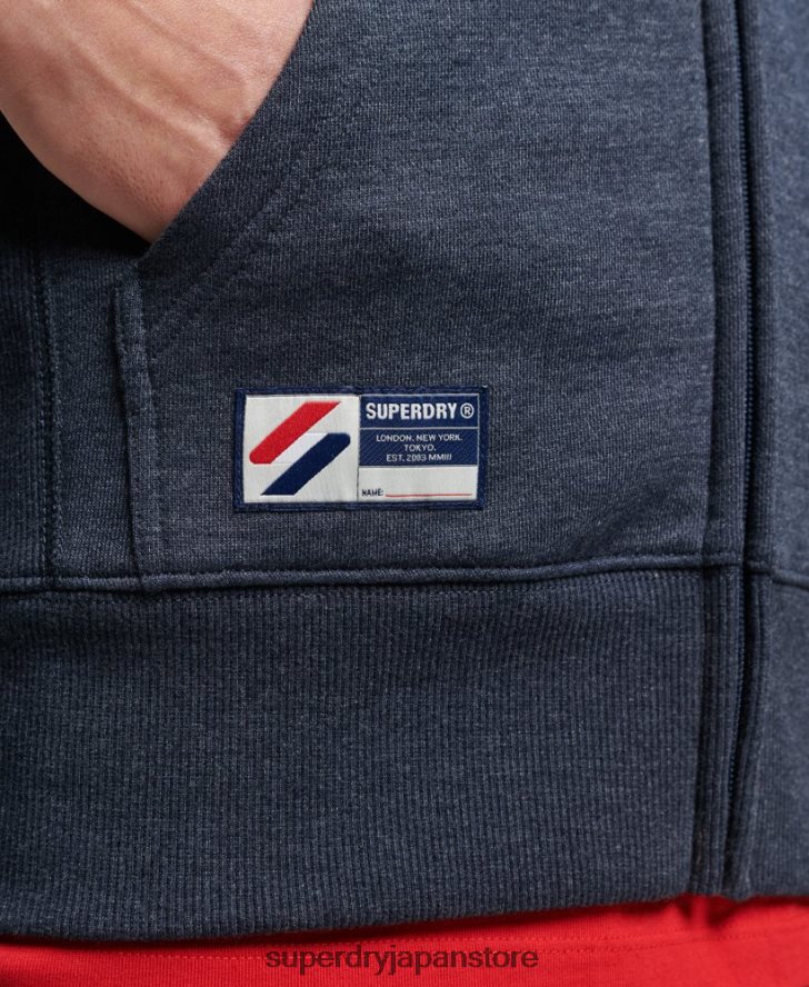 オーガニックコットン コードエッセンシャル ジップパーカー 男性 Superdry 衣類 海軍 2J62PZ5190