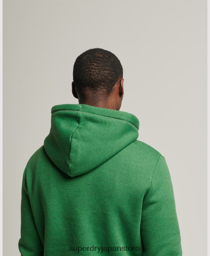 オーガニックコットンのヴィンテージロゴ刺繍パーカー 男性 Superdry 衣類 緑 2J62PZ5192