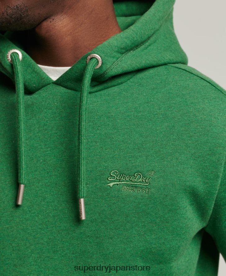 オーガニックコットンのヴィンテージロゴ刺繍パーカー 男性 Superdry 衣類 緑 2J62PZ5192