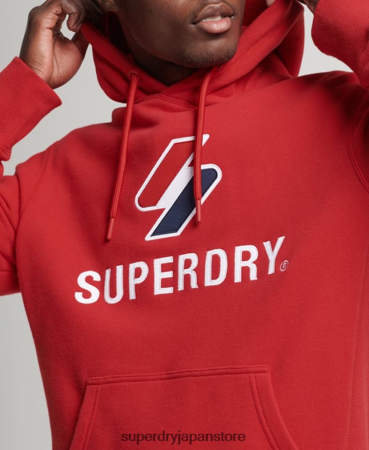 スタックアップリケロゴパーカー 男性 Superdry 衣類 赤 2J62PZ5194