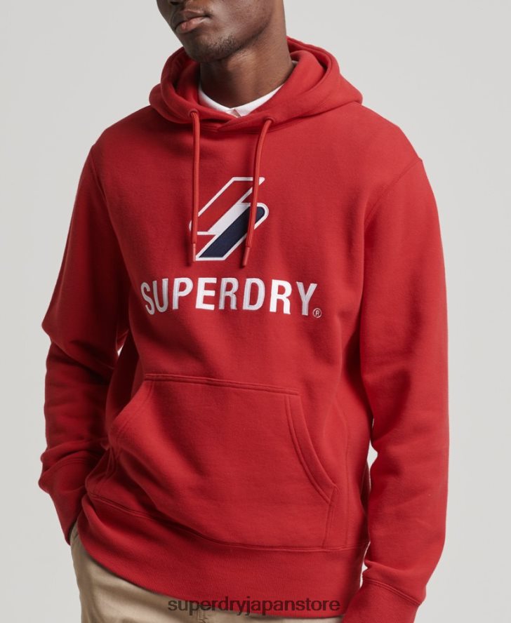 スタックアップリケロゴパーカー 男性 Superdry 衣類 赤 2J62PZ5194