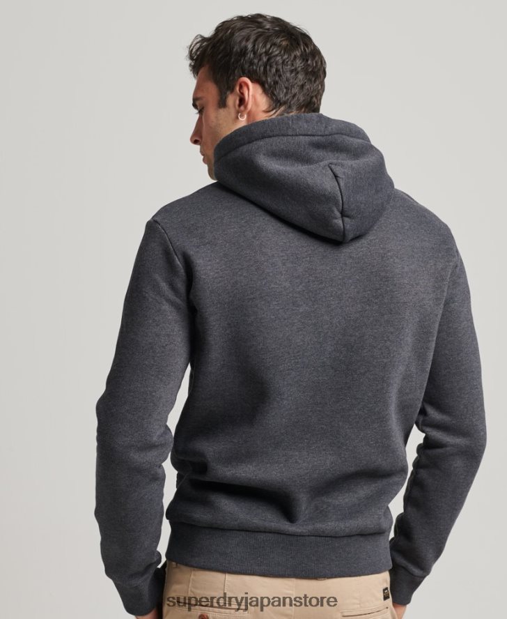 ヴィンテージスクリプトスタイルカレッジパーカー 男性 Superdry 衣類 濃い灰色 2J62PZ5200