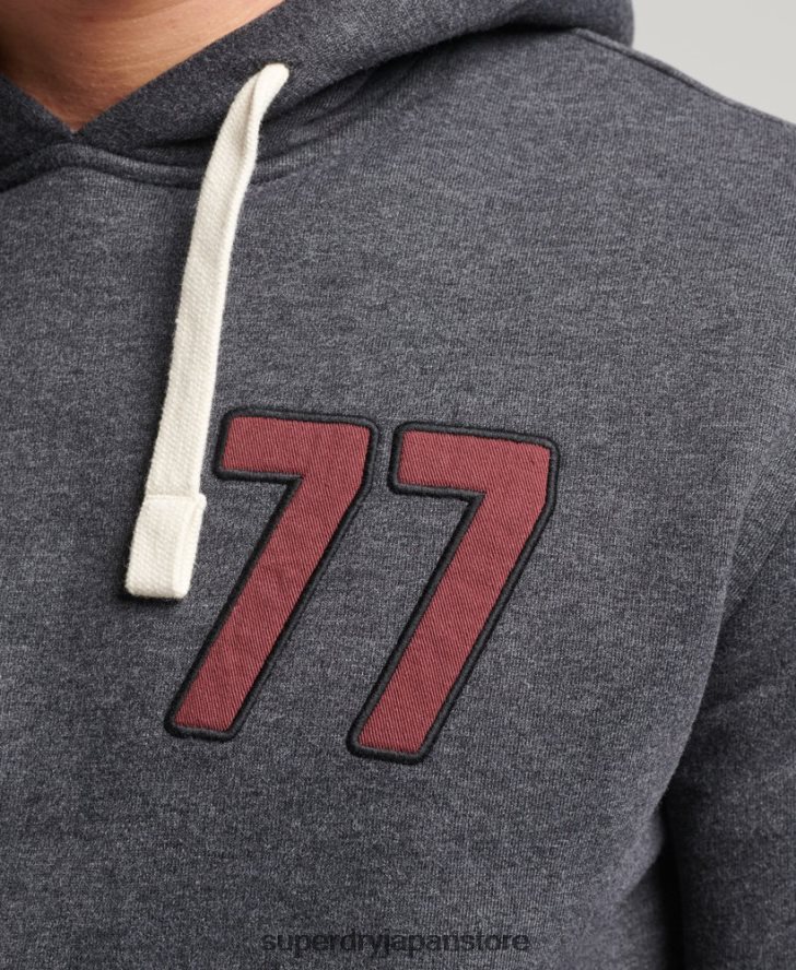 ヴィンテージスクリプトスタイルカレッジパーカー 男性 Superdry 衣類 濃い灰色 2J62PZ5200