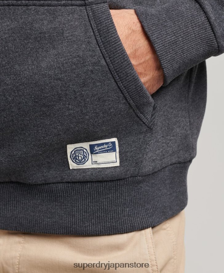 ヴィンテージスクリプトスタイルカレッジパーカー 男性 Superdry 衣類 濃い灰色 2J62PZ5200
