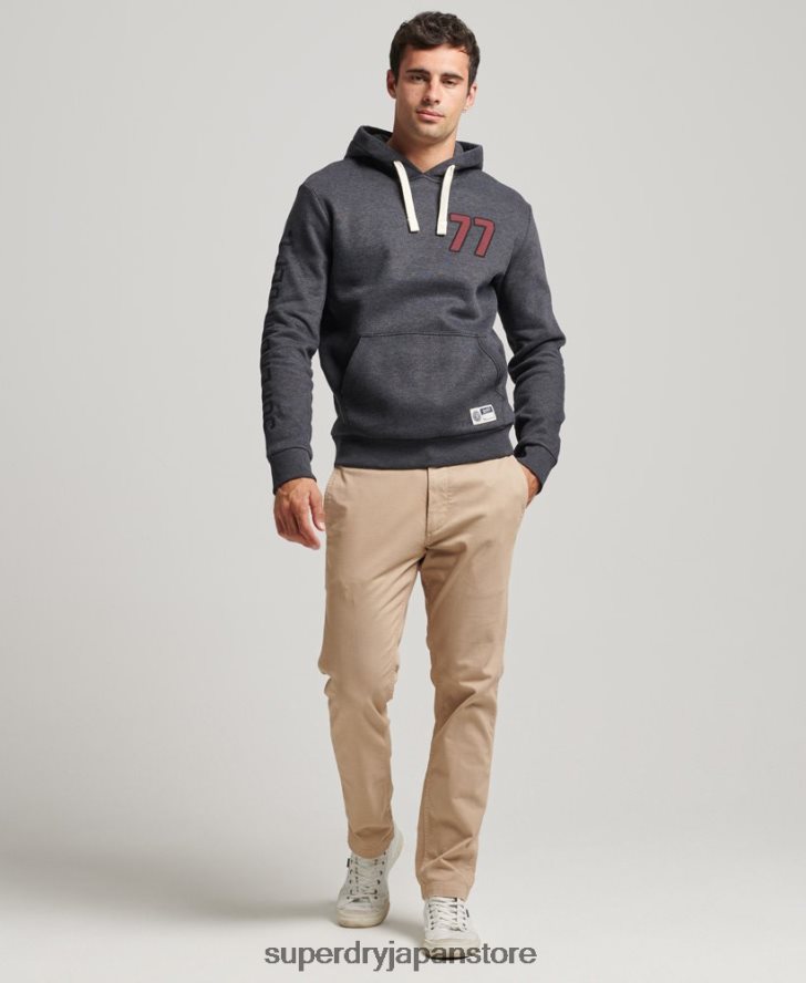 ヴィンテージスクリプトスタイルカレッジパーカー 男性 Superdry 衣類 濃い灰色 2J62PZ5200