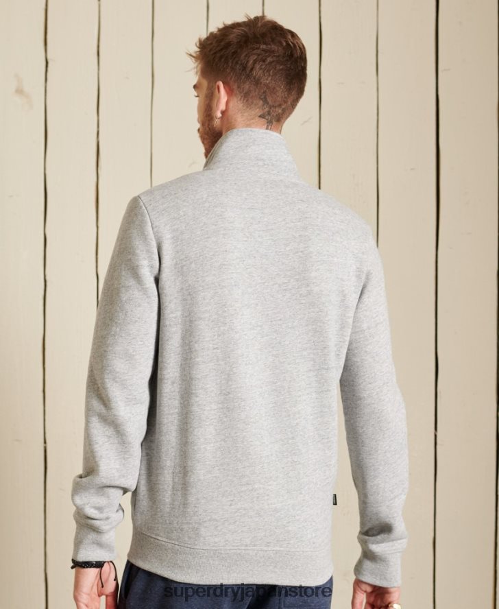 オーガニックコットン ヴィンテージロゴ ジップトラックトップ 男性 Superdry 衣類 グレー 2J62PZ5201