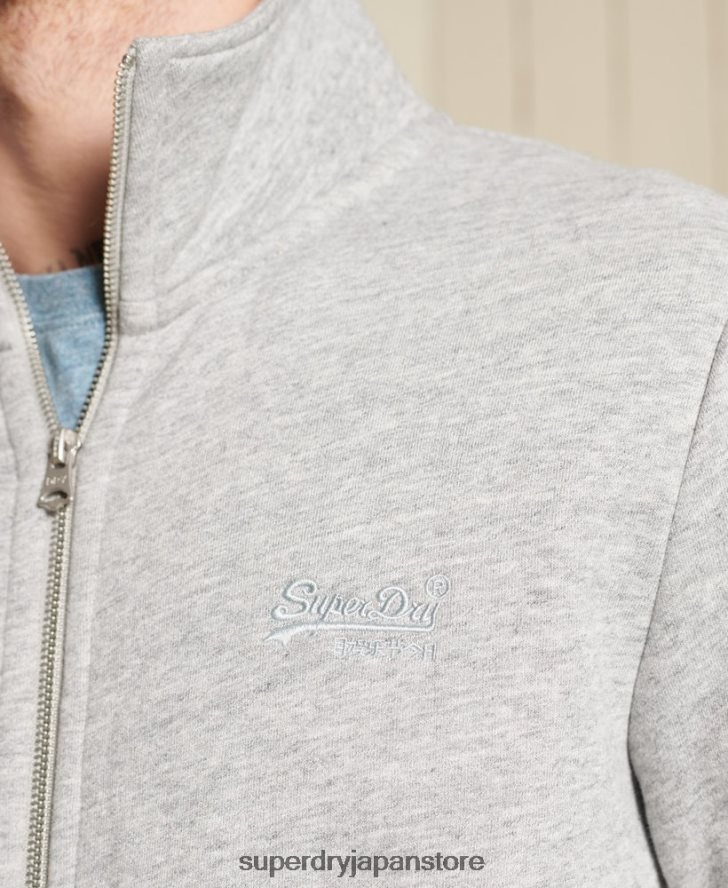 オーガニックコットン ヴィンテージロゴ ジップトラックトップ 男性 Superdry 衣類 グレー 2J62PZ5201