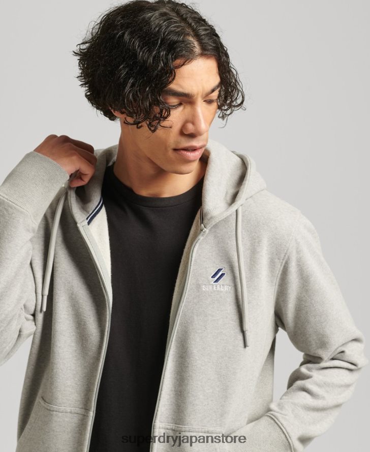 コードエッセンシャルジップパーカー 男性 Superdry 衣類 グレー 2J62PZ5205