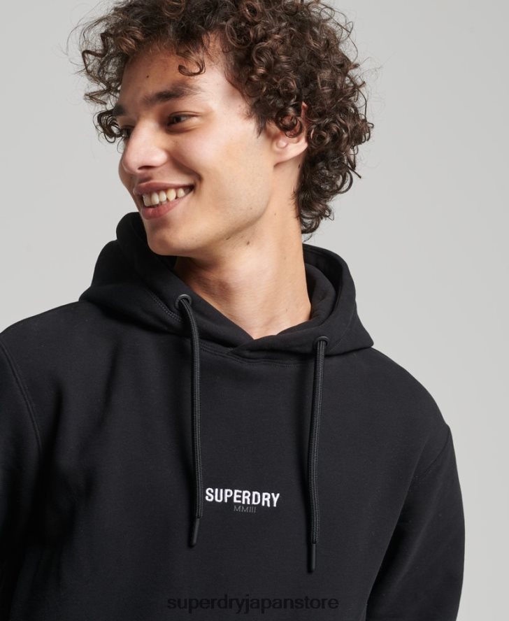 マイクロロゴ刺繍ルーズフィットパーカー 男性 Superdry 衣類 黒 2J62PZ5206