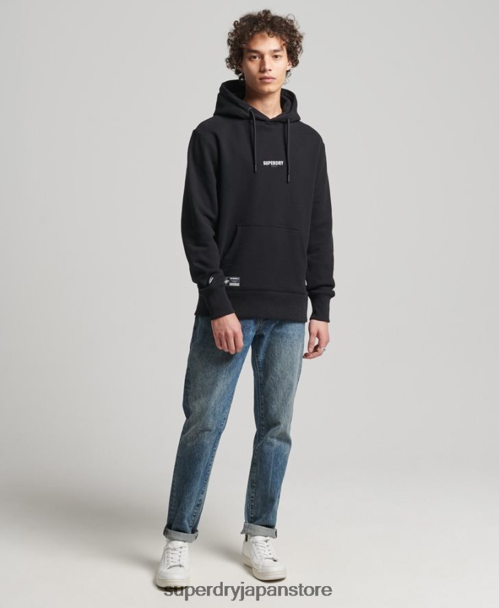 マイクロロゴ刺繍ルーズフィットパーカー 男性 Superdry 衣類 黒 2J62PZ5206