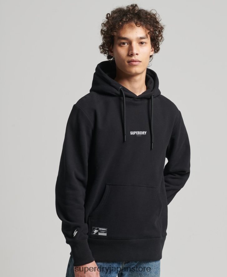 マイクロロゴ刺繍ルーズフィットパーカー 男性 Superdry 衣類 黒 2J62PZ5206