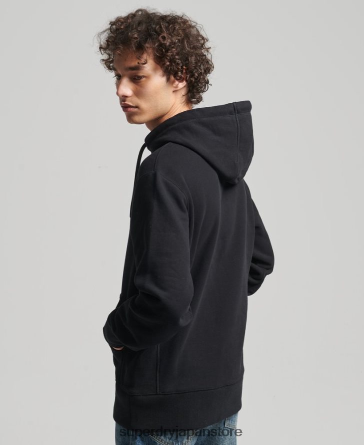 マイクロロゴ刺繍ルーズフィットパーカー 男性 Superdry 衣類 黒 2J62PZ5206