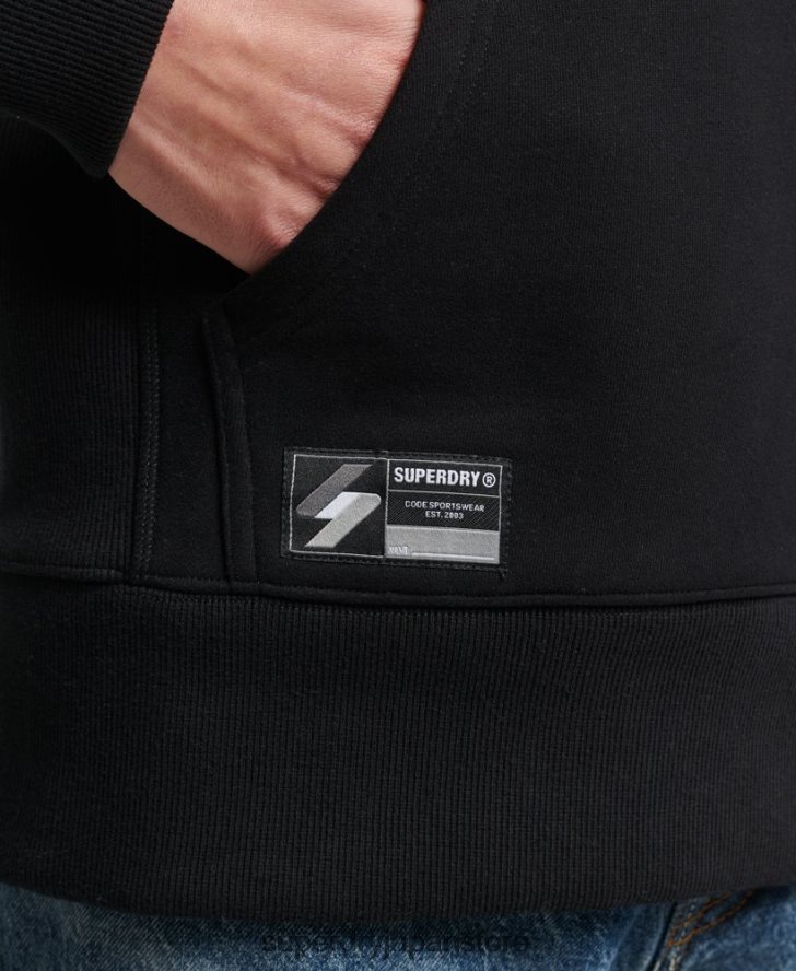 マイクロロゴ刺繍ルーズフィットパーカー 男性 Superdry 衣類 黒 2J62PZ5206