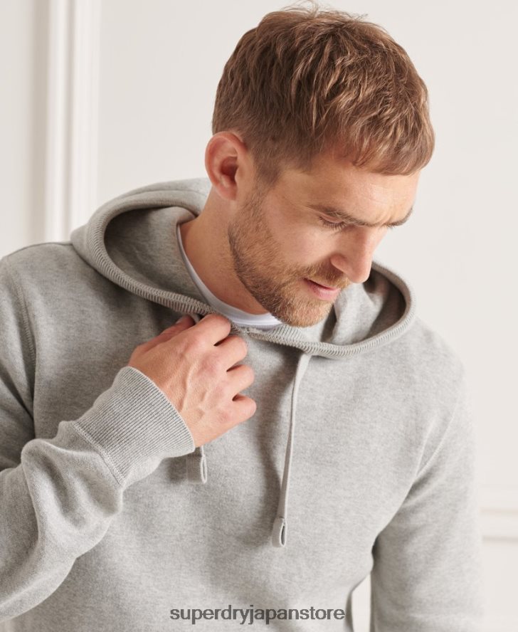 オーガニックコットンのエッセンシャルパーカー 男性 Superdry 衣類 ライトグレー 2J62PZ5207