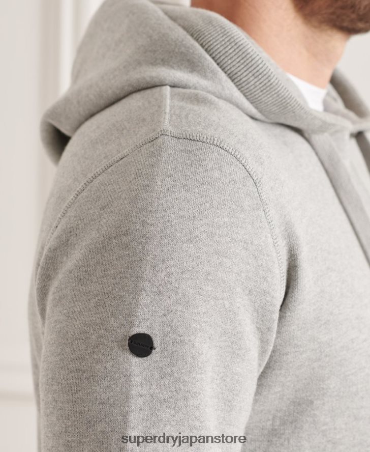 オーガニックコットンのエッセンシャルパーカー 男性 Superdry 衣類 ライトグレー 2J62PZ5207