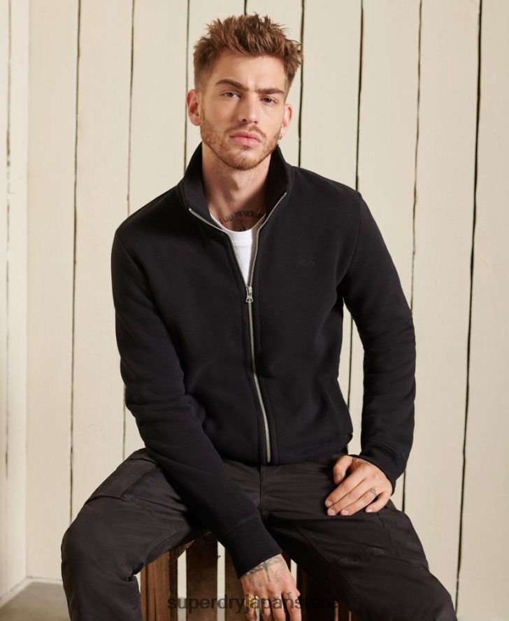オーガニックコットン ヴィンテージロゴ ジップトラックトップ 男性 Superdry 衣類 黒 2J62PZ5211