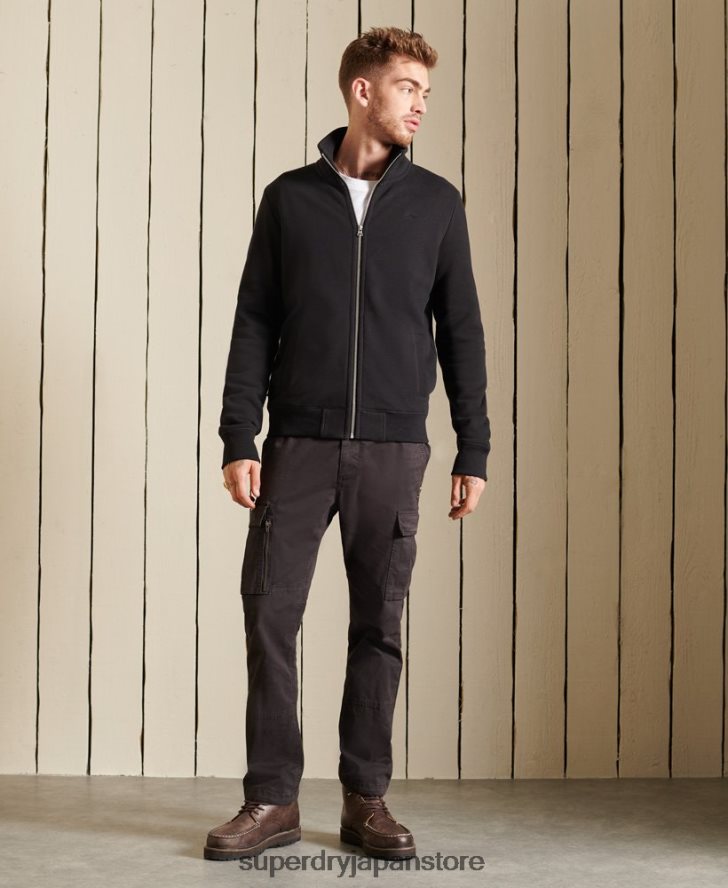 オーガニックコットン ヴィンテージロゴ ジップトラックトップ 男性 Superdry 衣類 黒 2J62PZ5211
