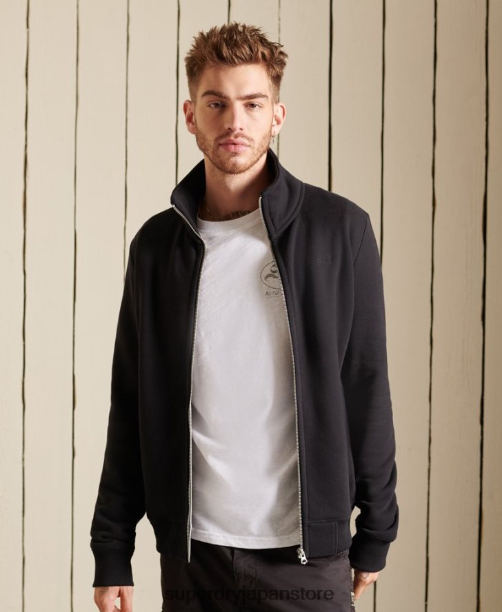 オーガニックコットン ヴィンテージロゴ ジップトラックトップ 男性 Superdry 衣類 黒 2J62PZ5211