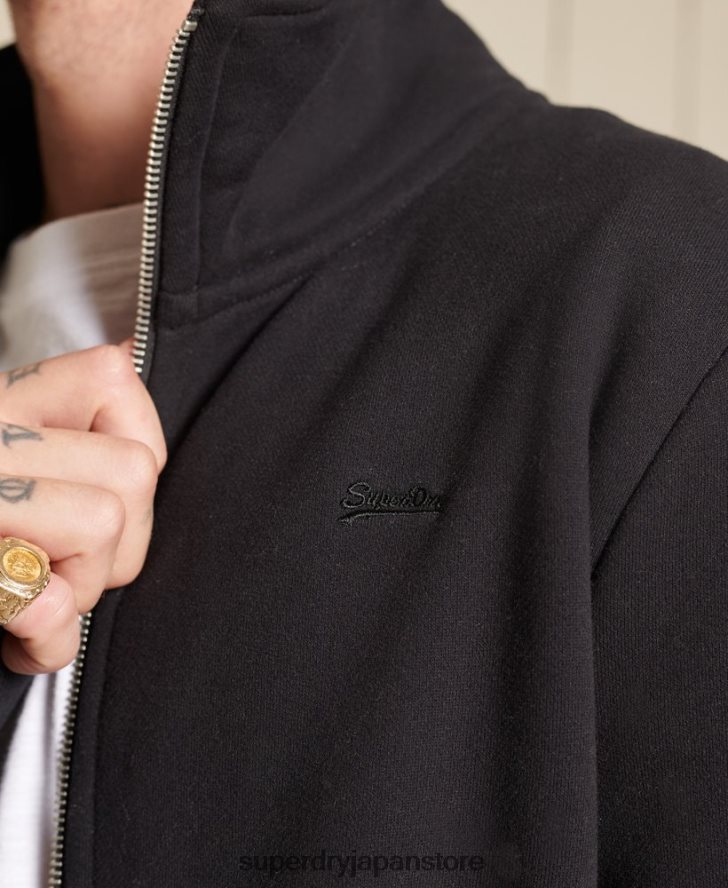 オーガニックコットン ヴィンテージロゴ ジップトラックトップ 男性 Superdry 衣類 黒 2J62PZ5211