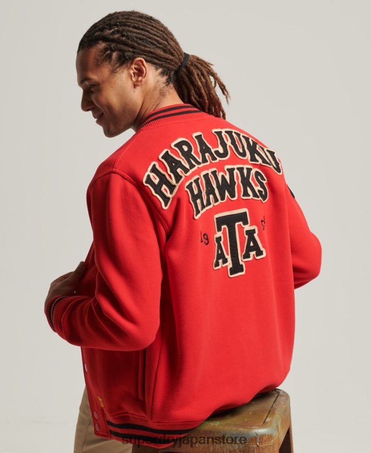カレッジジャージー ボンバージャケット 男性 Superdry 衣類 赤 2J62PZ5217