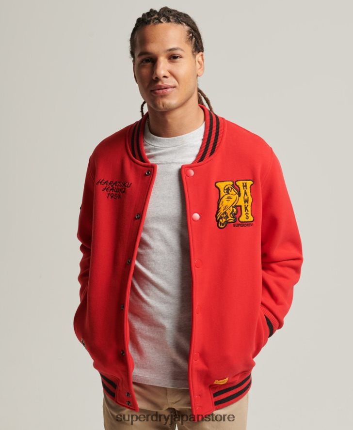 カレッジジャージー ボンバージャケット 男性 Superdry 衣類 赤 2J62PZ5217