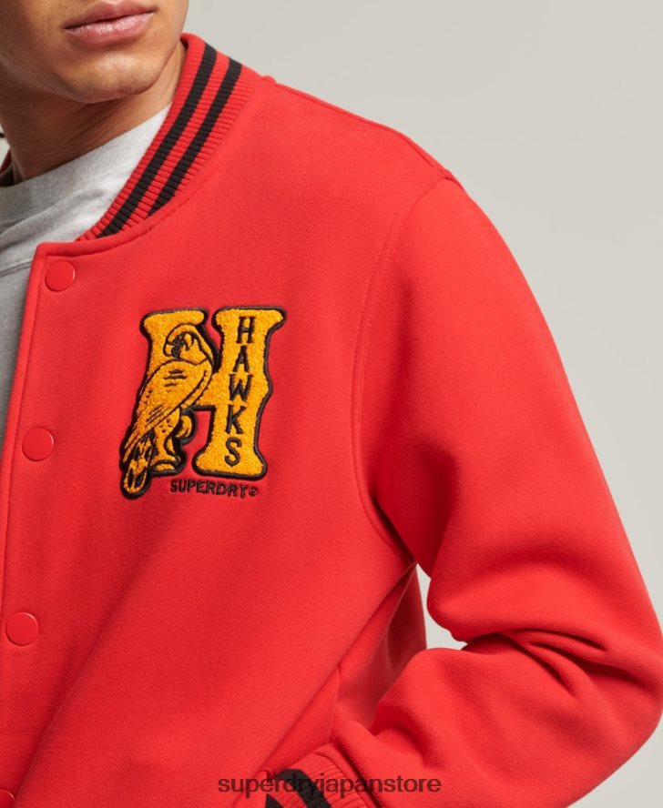 カレッジジャージー ボンバージャケット 男性 Superdry 衣類 赤 2J62PZ5217
