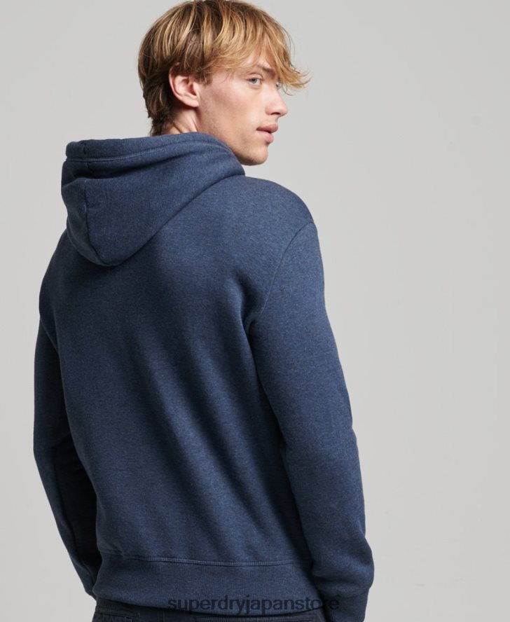 オーガニックコットン エッセンシャル ロゴ パーカー 男性 Superdry 衣類 海軍 2J62PZ521