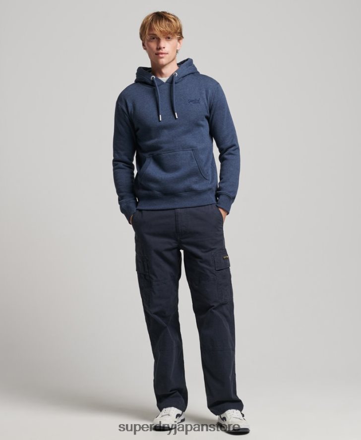 オーガニックコットン エッセンシャル ロゴ パーカー 男性 Superdry 衣類 海軍 2J62PZ521