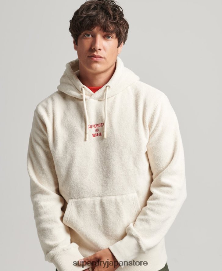 グラフィックロゴ ルーズフリースパーカー 男性 Superdry 衣類 クリーム 2J62PZ5221
