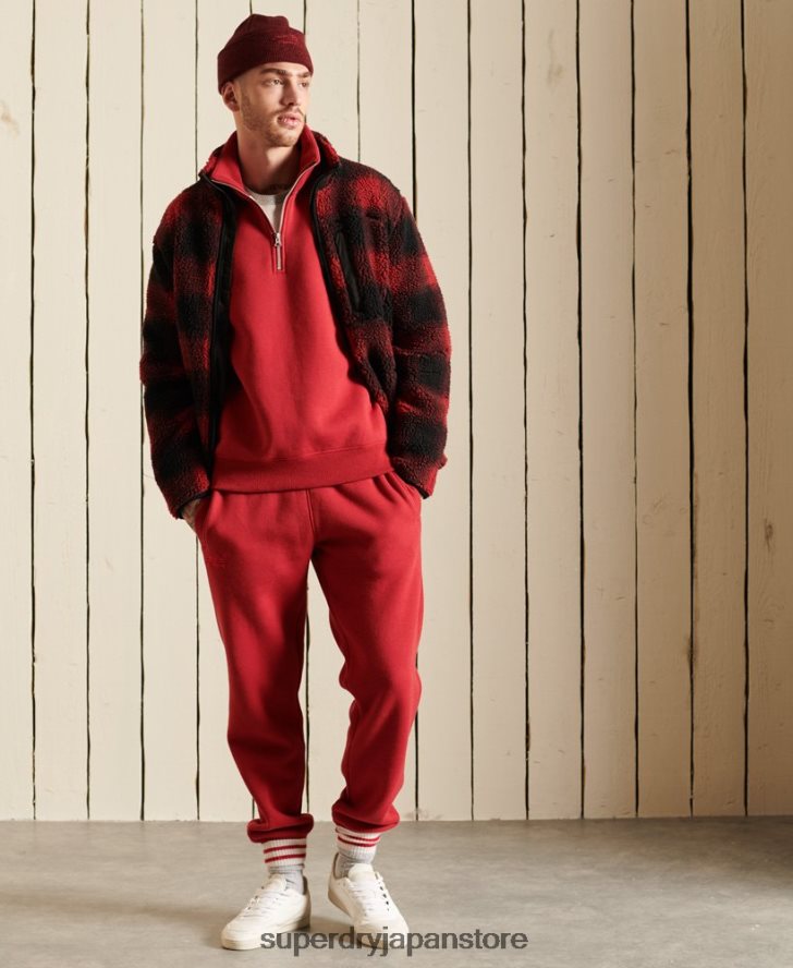 ヴィンテージロゴ刺繍ジップヘンリースウェットシャツ 男性 Superdry 衣類 赤 2J62PZ5231