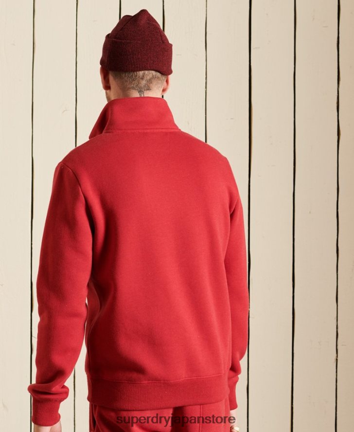ヴィンテージロゴ刺繍ジップヘンリースウェットシャツ 男性 Superdry 衣類 赤 2J62PZ5231