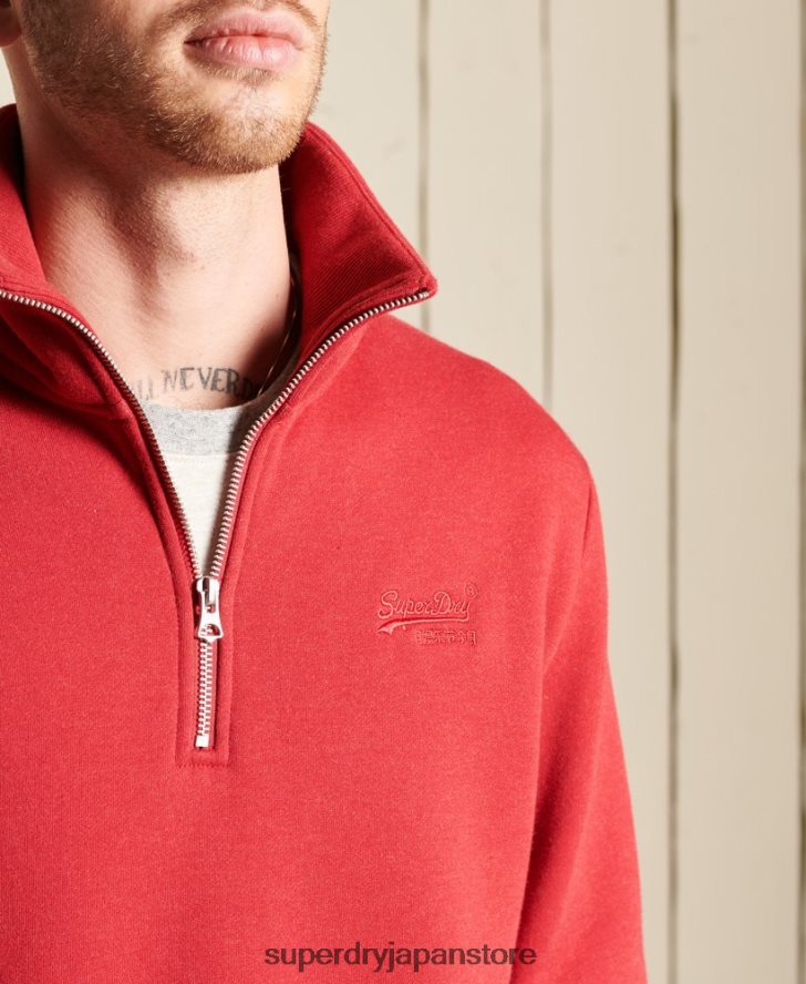 ヴィンテージロゴ刺繍ジップヘンリースウェットシャツ 男性 Superdry 衣類 赤 2J62PZ5231