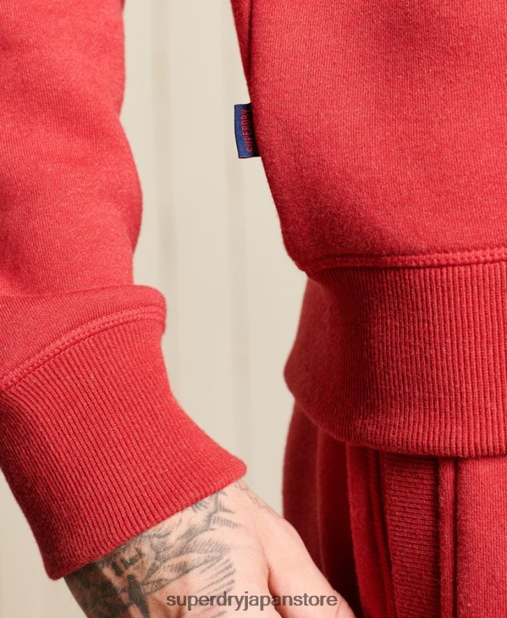 ヴィンテージロゴ刺繍ジップヘンリースウェットシャツ 男性 Superdry 衣類 赤 2J62PZ5231