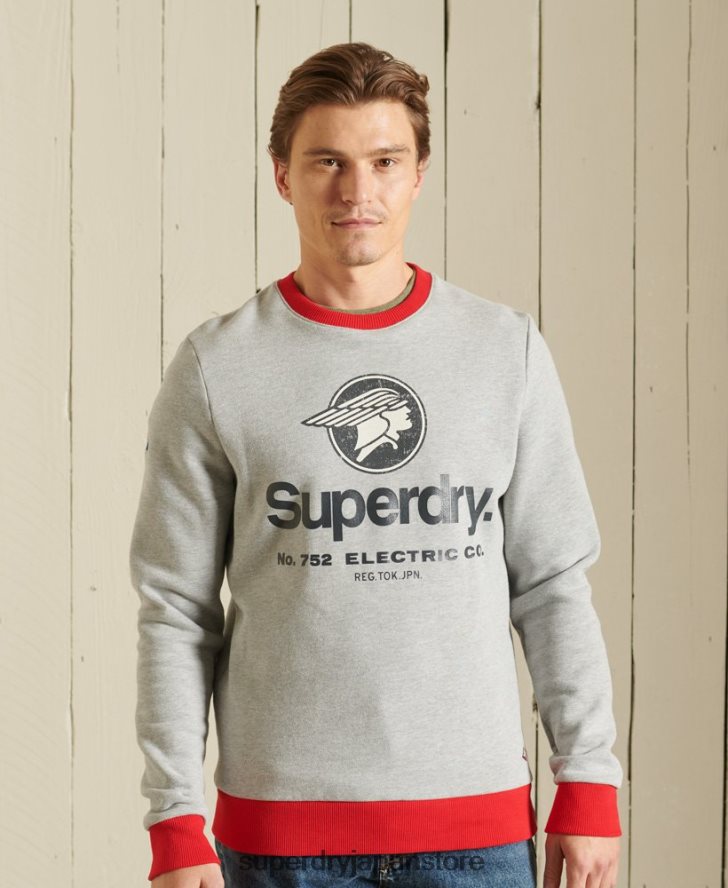 コアロゴ アメリカンクラシック リンガークルー スウェットシャツ 男性 Superdry 衣類 グレー 2J62PZ5232