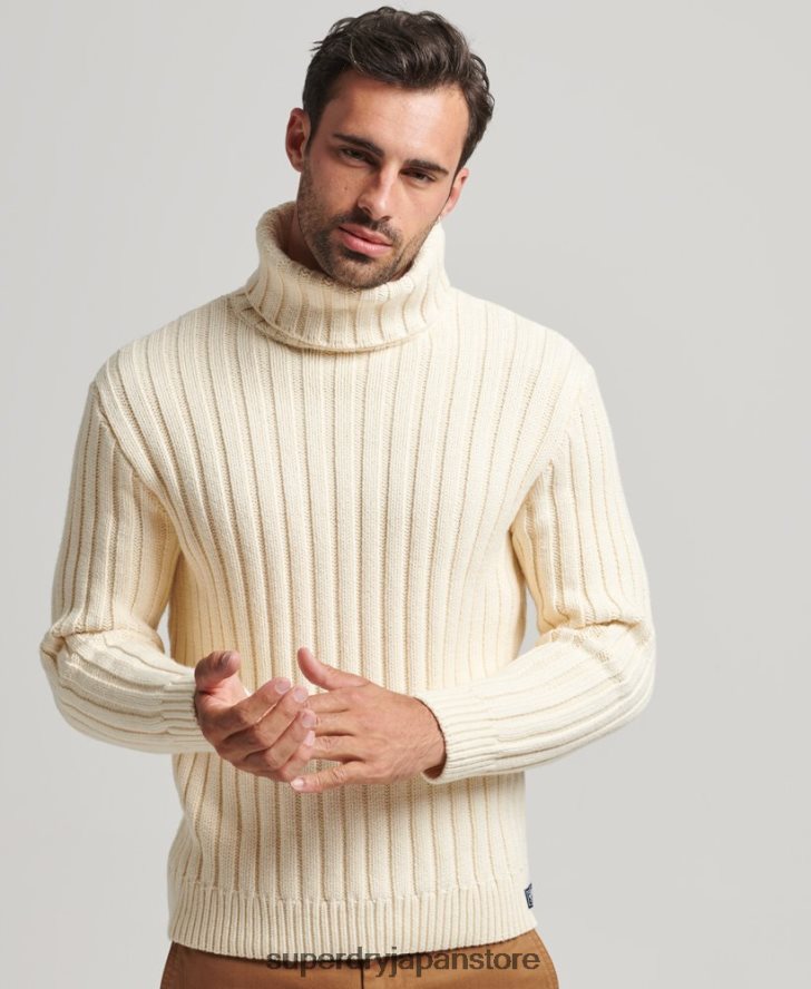 メリノブレンド ロールネックセーター 男性 Superdry 衣類 クリーム 2J62PZ5238