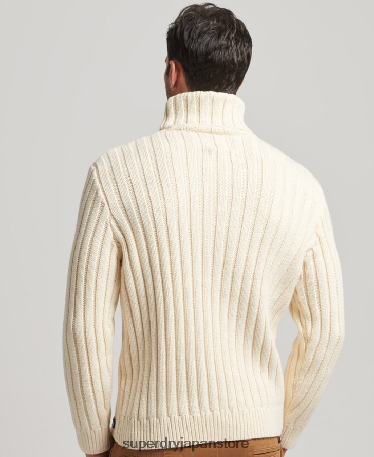メリノブレンド ロールネックセーター 男性 Superdry 衣類 クリーム 2J62PZ5238