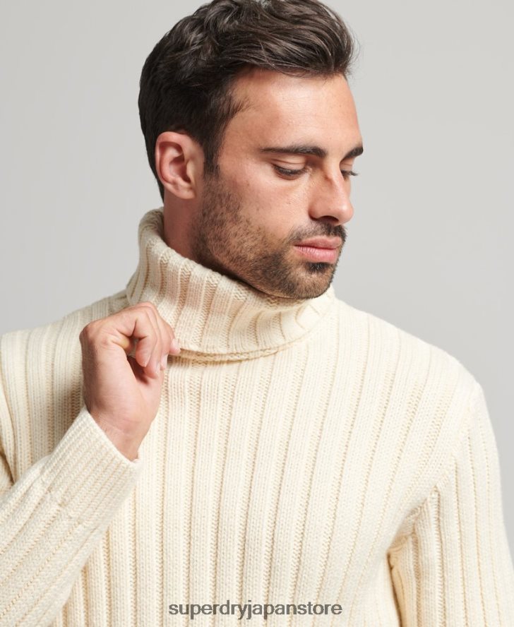 メリノブレンド ロールネックセーター 男性 Superdry 衣類 クリーム 2J62PZ5238