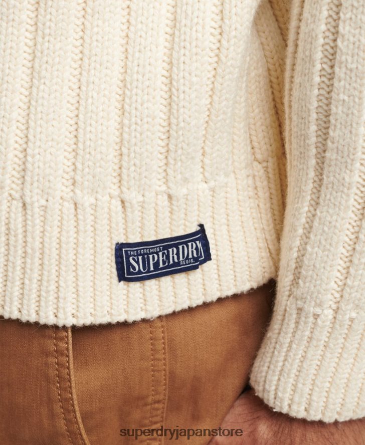 メリノブレンド ロールネックセーター 男性 Superdry 衣類 クリーム 2J62PZ5238