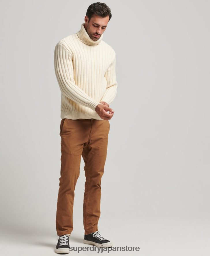 メリノブレンド ロールネックセーター 男性 Superdry 衣類 クリーム 2J62PZ5238