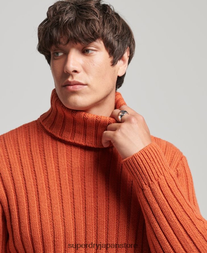 メリノブレンド ロールネックセーター 男性 Superdry 衣類 オレンジ 2J62PZ5239