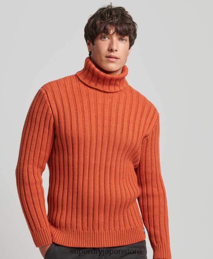 メリノブレンド ロールネックセーター 男性 Superdry 衣類 オレンジ 2J62PZ5239