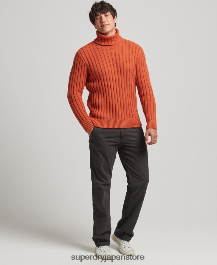 メリノブレンド ロールネックセーター 男性 Superdry 衣類 オレンジ 2J62PZ5239