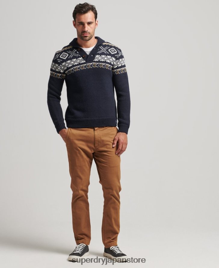 パターンニットショールセーター 男性 Superdry 衣類 青 2J62PZ5241