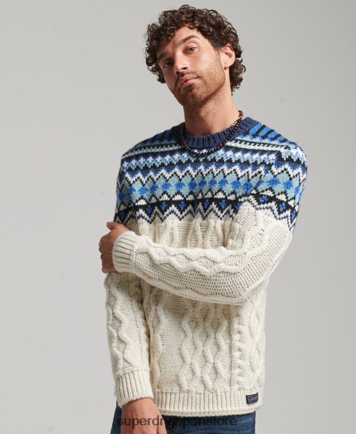 フェアアイルクルーニットセーター 男性 Superdry 衣類 クリーム 2J62PZ5244