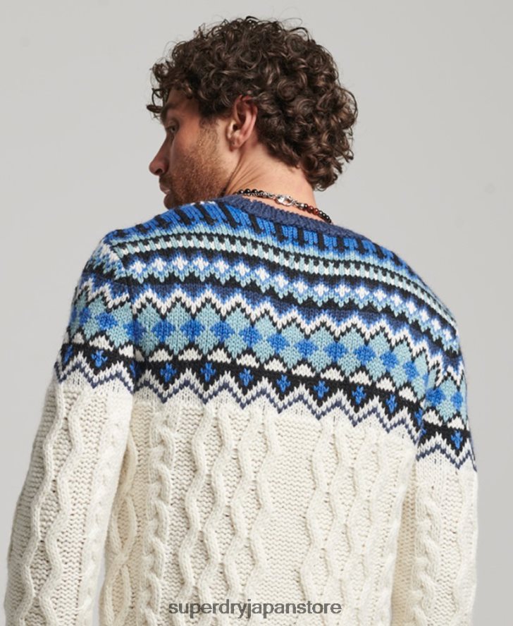 フェアアイルクルーニットセーター 男性 Superdry 衣類 クリーム 2J62PZ5244