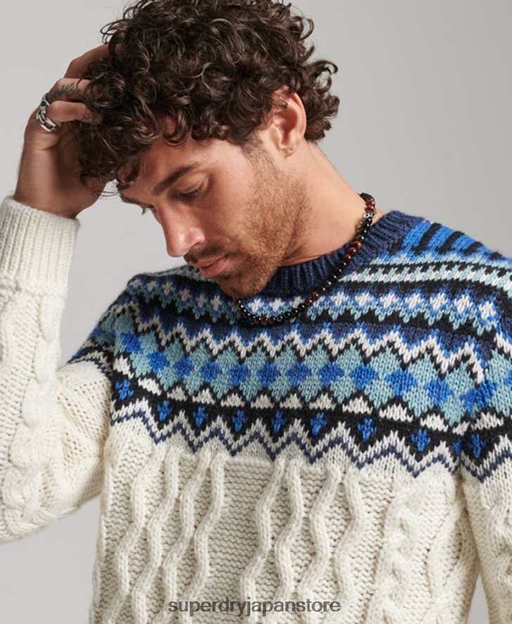 フェアアイルクルーニットセーター 男性 Superdry 衣類 クリーム 2J62PZ5244