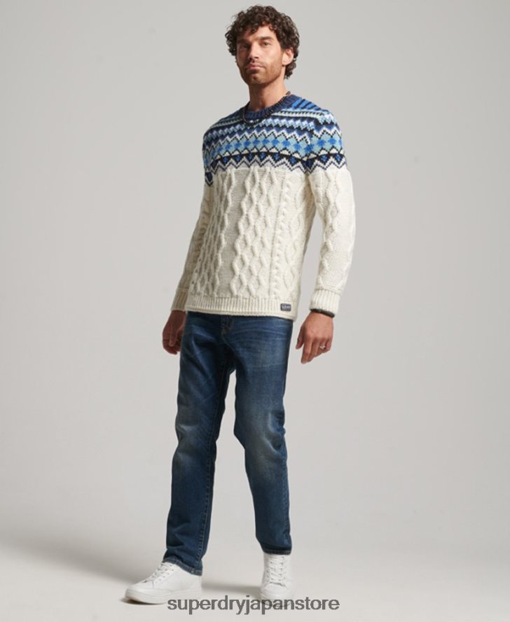 フェアアイルクルーニットセーター 男性 Superdry 衣類 クリーム 2J62PZ5244